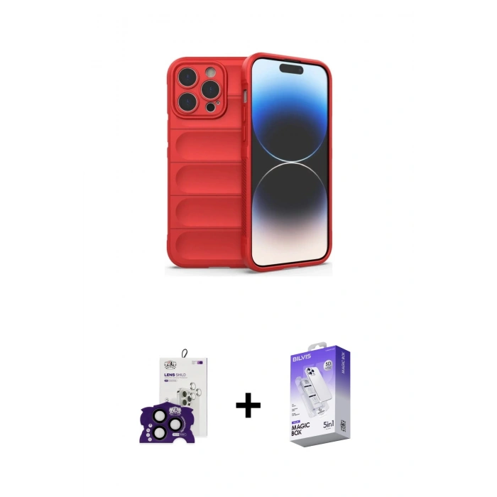 MARSİLYAN™- iPhone 16 Pro Max Kılıf Atlas Koleksiyonu - Siyah Bilvis 5in1 3D Magic Cam Ekran Koruyucu + Bilvis Titan Kamera Lens - SH