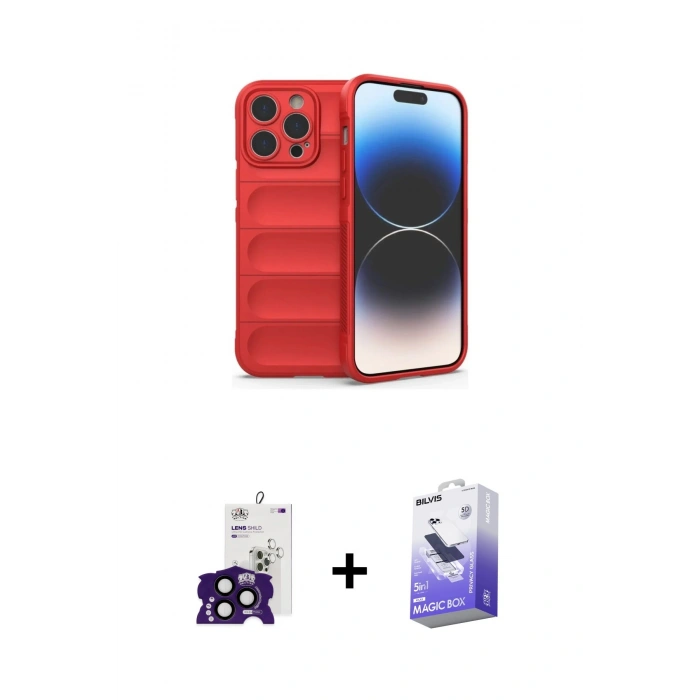 MARSİLYAN™- iPhone 16 Pro Max Kılıf Atlas Koleksiyonu - Siyah Bilvis 5in1 5D Magic Hayalet Cam Ekran Koruyucu + Bilvis Titan Kamera Lens - SH