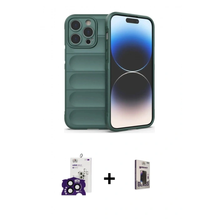 MARSİLYAN™- iPhone 16 Pro Max Kılıf Atlas Koleksiyonu - Siyah Bilvis Hayalet Cam Ekran Koruyucu + Bilvis Titan Kamera Lens - SH