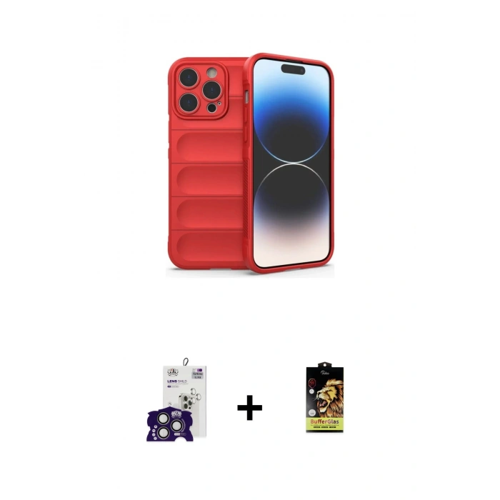 MARSİLYAN™- iPhone 16 Pro Max Kılıf Atlas Koleksiyonu - Siyah Buffer Cam Ekran Koruyucu + Bilvis Titan Kamera Lens - TMGI