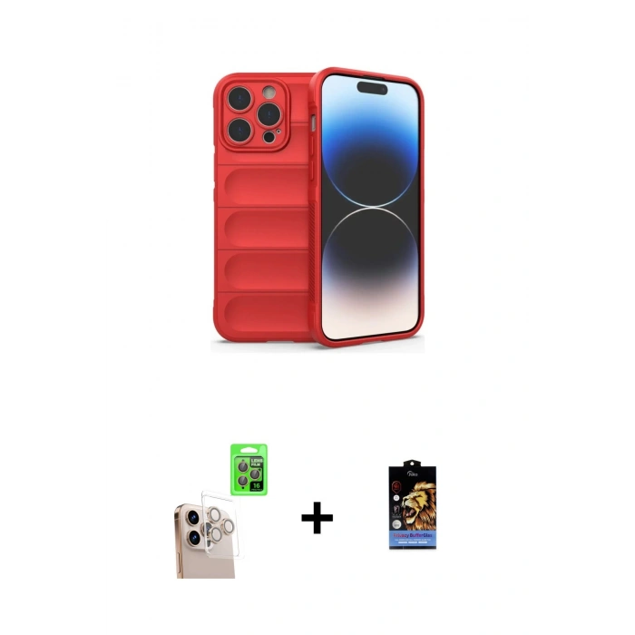 MARSİLYAN™- iPhone 16 Pro Max Kılıf Atlas Koleksiyonu - Siyah Buffer Hayalet Cam Ekran Koruyucu + Raze Metal Kamera Lens - NLGY
