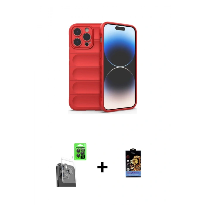 MARSİLYAN™- iPhone 16 Pro Max Kılıf Atlas Koleksiyonu - Siyah Buffer Hayalet Cam Ekran Koruyucu + Raze Metal Kamera Lens - SH