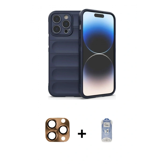 MARSİLYAN™- iPhone 16 Pro Max Kılıf Atlas Koleksiyonu - Siyah Joko Magic 5D Cam + Pers Alüminyum Kamera Lens - CLTM