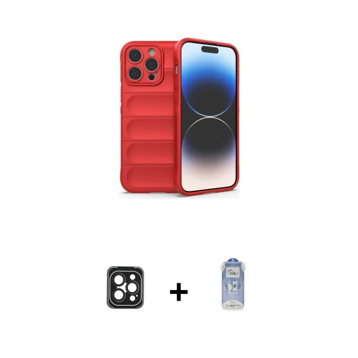 MARSİLYAN™- iPhone 16 Pro Max Kılıf Atlas Koleksiyonu - Siyah Joko Magic 5D Cam + PVD Metal Kamera Lens - SH