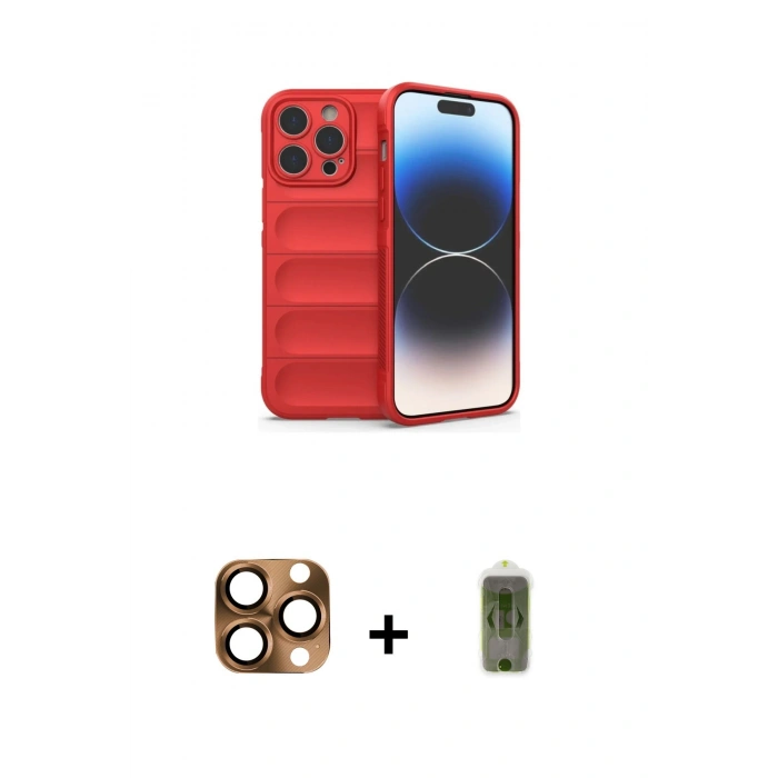 MARSİLYAN™- iPhone 16 Pro Max Kılıf Atlas Koleksiyonu - Siyah Joko Magic 5D Hayalet Cam + Pers Alüminyum Kamera Lens - CLTM