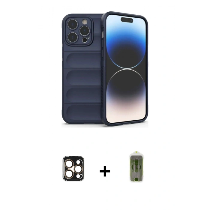 MARSİLYAN™- iPhone 16 Pro Max Kılıf Atlas Koleksiyonu - Siyah Joko Magic 5D Hayalet Cam + PVD Metal Kamera Lens - GD