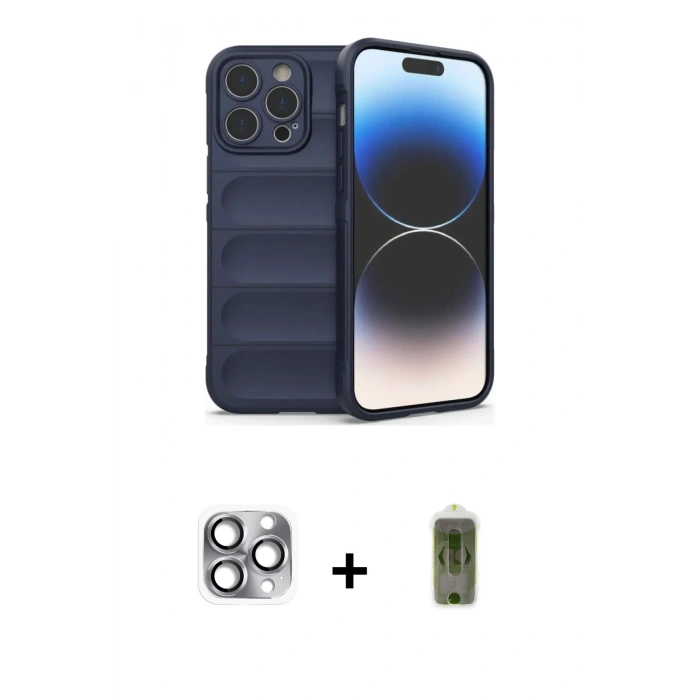 MARSİLYAN™- iPhone 16 Pro Max Kılıf Atlas Koleksiyonu - Siyah Joko Magic 5D Hayalet Cam + Pers Alüminyum Kamera Lens - GI