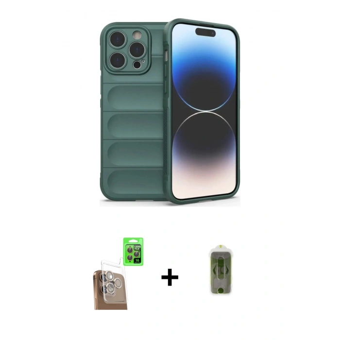MARSİLYAN™- iPhone 16 Pro Max Kılıf Atlas Koleksiyonu - Siyah Joko Magic 5D Hayalet Cam + Raze Metal Kamera Lens - CLTM