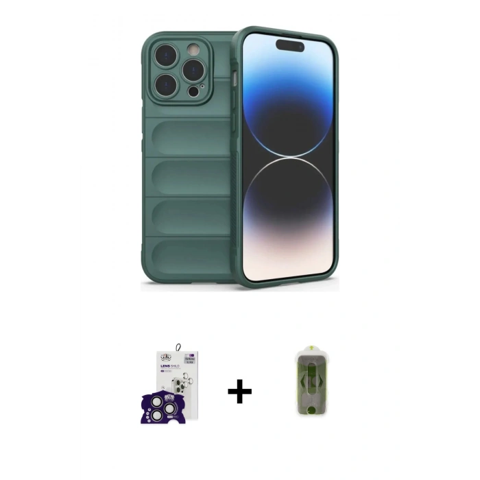 MARSİLYAN™- iPhone 16 Pro Max Kılıf Atlas Koleksiyonu - Siyah Joko Magic 5D Hayalet Cam + Bilvis Titan Kamera Lens - TMGI