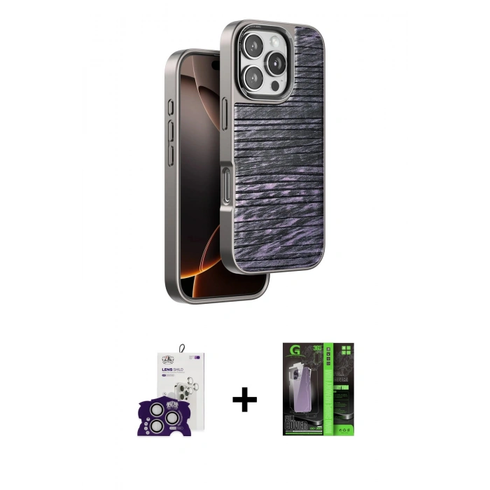 MARSİLYAN™- iPhone 16 Pro Max Kılıf Atlas Minimal Özel Seri - Şeffaf 360 Full Body Arka Koruyucu + Bilvis Titan Kamera Lens - GS