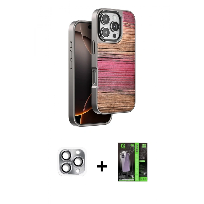 MARSİLYAN™- iPhone 16 Pro Max Kılıf Atlas Minimal Özel Seri - Şeffaf 360 Full Body Arka Koruyucu + Pers Alüminyum Kamera Lens - GI