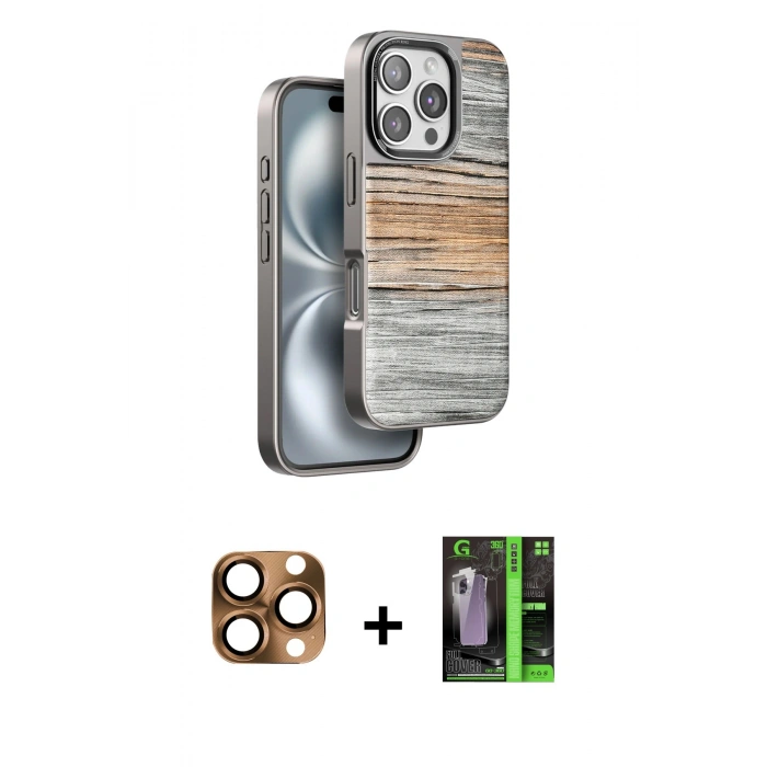 MARSİLYAN™- iPhone 16 Pro Max Kılıf Atlas Minimal Özel Seri - Şeffaf 360 Full Body Arka Koruyucu + Pers Alüminyum Kamera Lens - CLTM