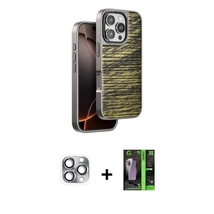MARSİLYAN™- iPhone 16 Pro Max Kılıf Atlas Minimal Özel Seri - Şeffaf 360 Full Body Arka Koruyucu + Pers Alüminyum Kamera Lens - GI