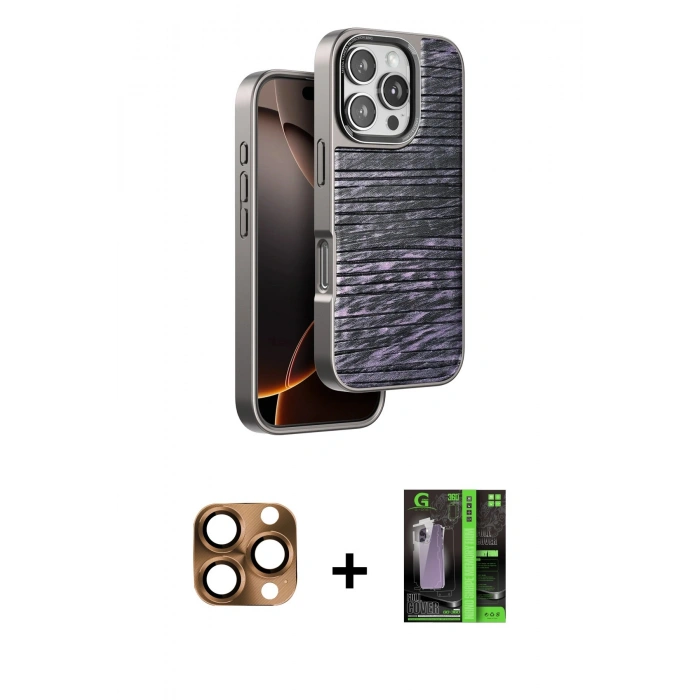 MARSİLYAN™- iPhone 16 Pro Max Kılıf Atlas Minimal Özel Seri - Şeffaf 360 Full Body Arka Koruyucu + Pers Alüminyum Kamera Lens - CLTM