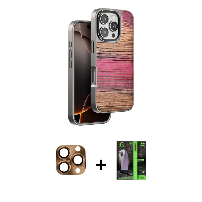 MARSİLYAN™- iPhone 16 Pro Max Kılıf Atlas Minimal Özel Seri - Şeffaf 360 Full Body Arka Koruyucu + Pers Alüminyum Kamera Lens - CLTM