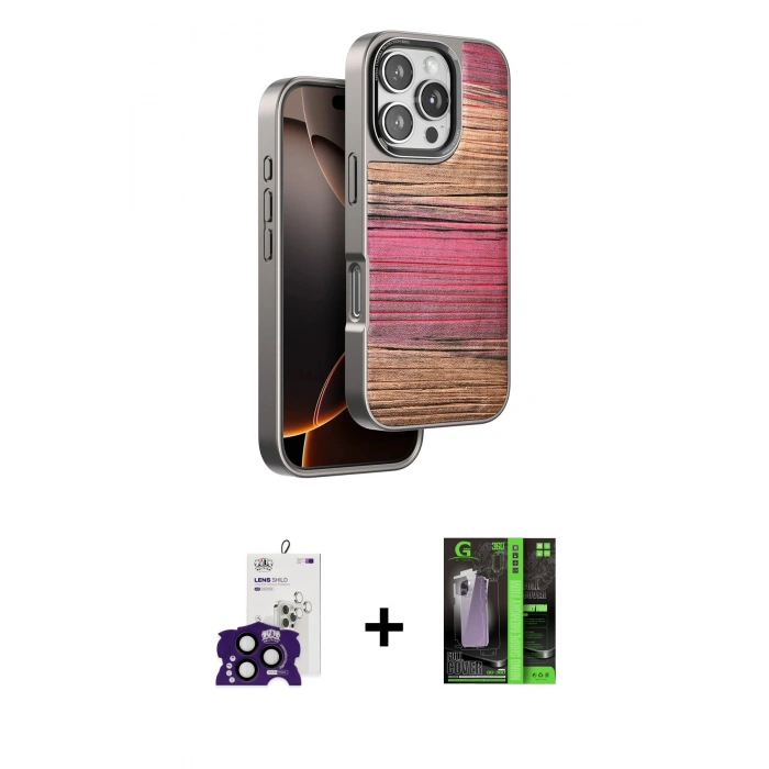 MARSİLYAN™- iPhone 16 Pro Max Kılıf Atlas Minimal Özel Seri - Şeffaf 360 Full Body Arka Koruyucu + Siyah Bilvis Titan Kamera Lens