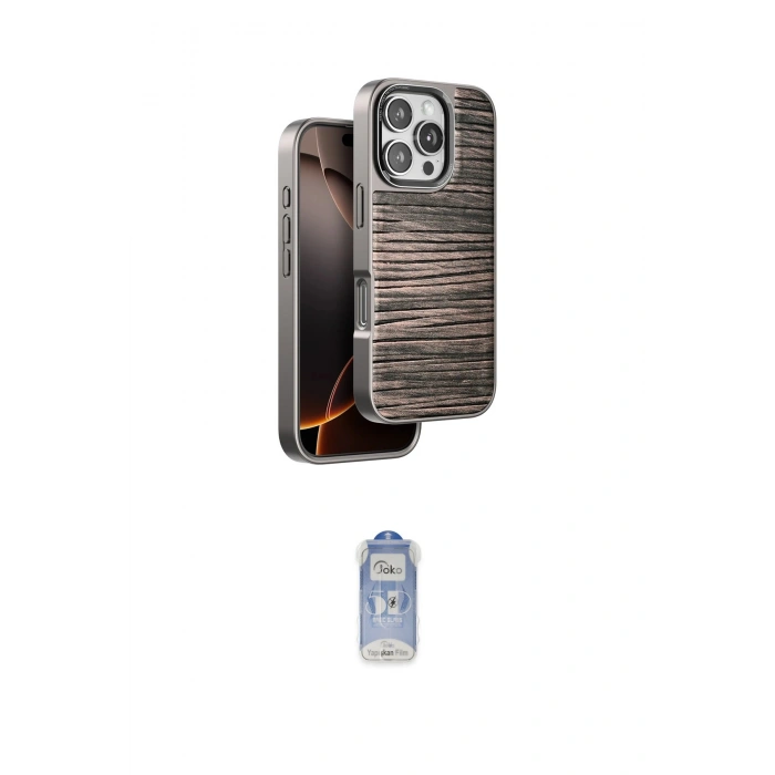 MARSİLYAN™- iPhone 16 Pro Max Kılıf Atlas Minimal Özel Seri - Siyah Joko Magic 5D Cam