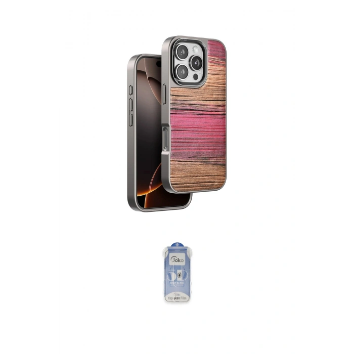 MARSİLYAN™- iPhone 16 Pro Max Kılıf Atlas Minimal Özel Seri - Siyah Joko Magic 5D Cam