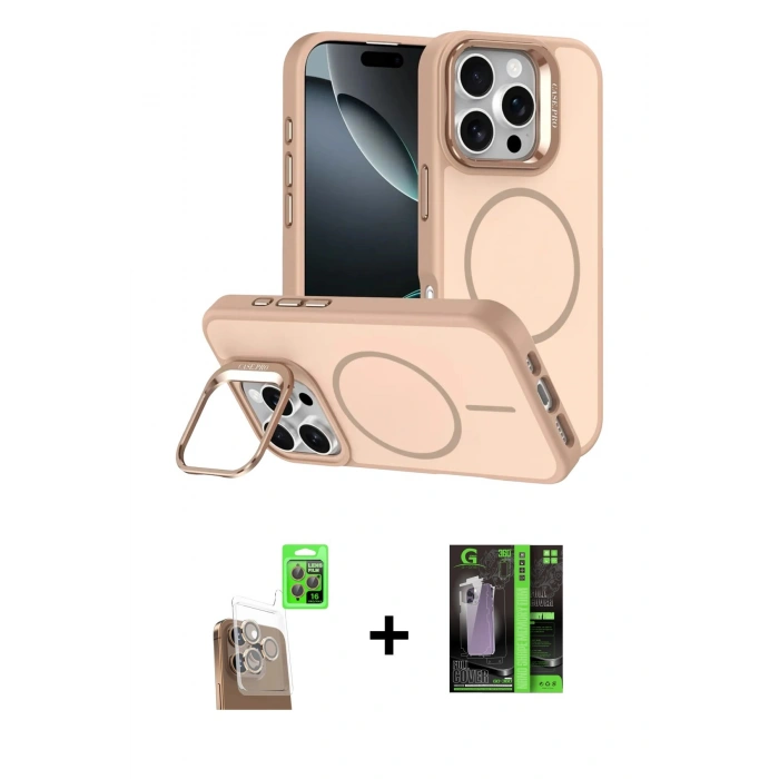 MARSİLYAN™- iPhone 16 Pro Max Kılıf Çekirdek Klasik - Şeffaf 360 Full Body Arka Koruyucu + Raze Metal Kamera Lens - CLTM