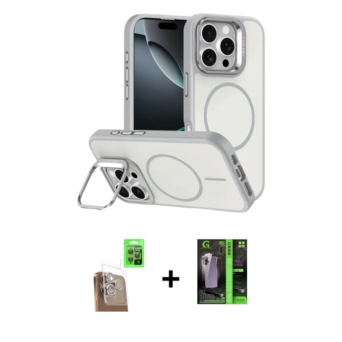 MARSİLYAN™- iPhone 16 Pro Max Kılıf Çekirdek Klasik - Şeffaf 360 Full Body Arka Koruyucu + Raze Metal Kamera Lens - CLTM