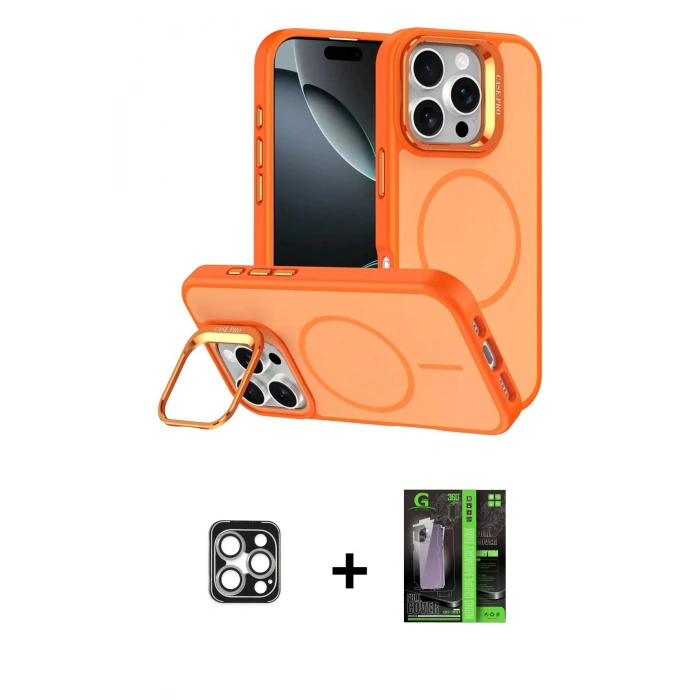MARSİLYAN™- iPhone 16 Pro Max Kılıf Çekirdek Klasik - Şeffaf 360 Full Body Arka Koruyucu + PVD Metal Kamera Lens - GS