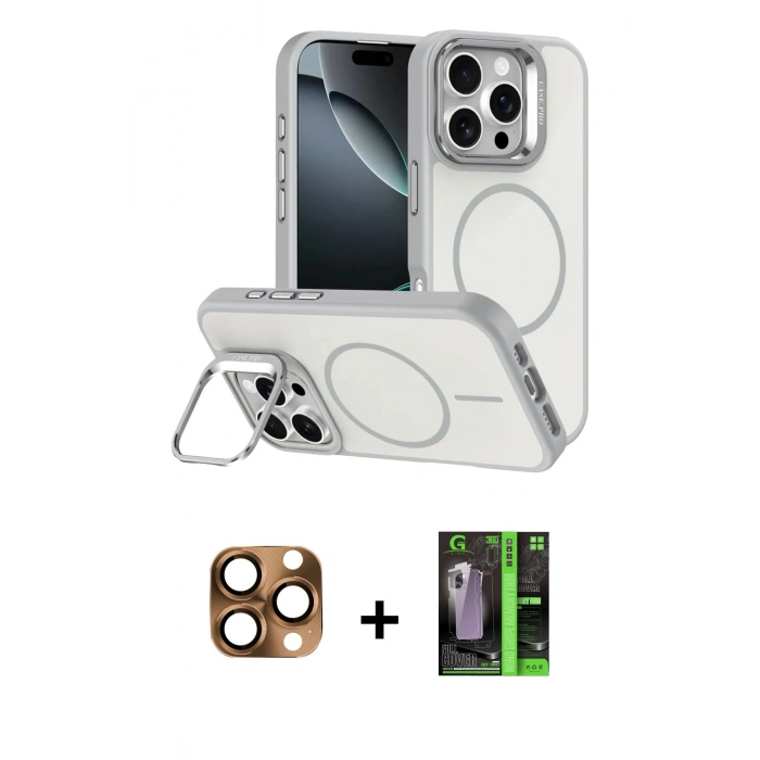 MARSİLYAN™- iPhone 16 Pro Max Kılıf Çekirdek Klasik - Şeffaf 360 Full Body Arka Koruyucu + Pers Alüminyum Kamera Lens - CLTM