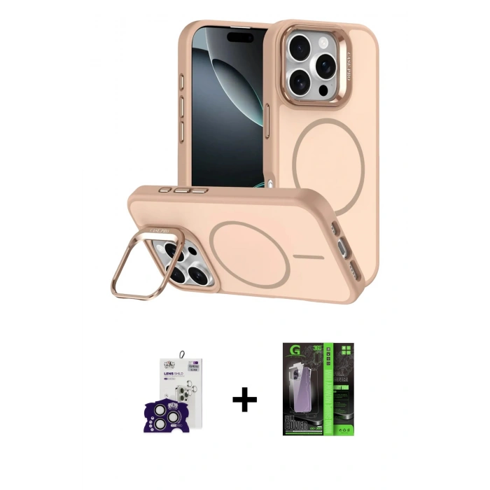 MARSİLYAN™- iPhone 16 Pro Max Kılıf Çekirdek Klasik - Şeffaf 360 Full Body Arka Koruyucu + Bilvis Titan Kamera Lens - TMGI
