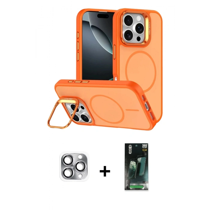MARSİLYAN™- iPhone 16 Pro Max Kılıf Çekirdek Klasik - Siyah 360 Mat Full Body Arka Koruyucu + Pers Alüminyum Kamera Lens - GI