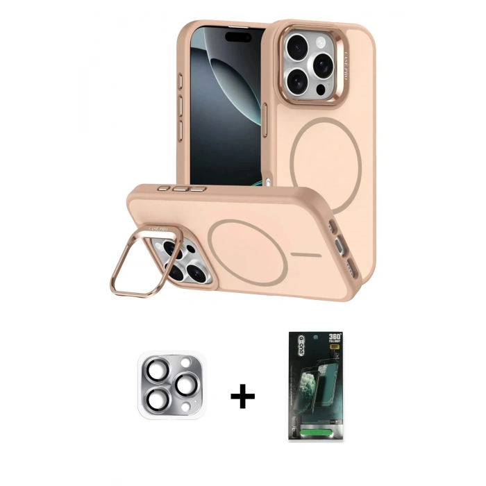 MARSİLYAN™- iPhone 16 Pro Max Kılıf Çekirdek Klasik - Siyah 360 Mat Full Body Arka Koruyucu + Pers Alüminyum Kamera Lens - GI