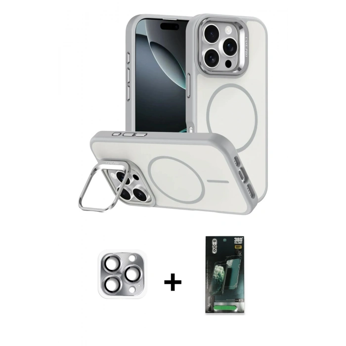 MARSİLYAN™- iPhone 16 Pro Max Kılıf Çekirdek Klasik - Siyah 360 Mat Full Body Arka Koruyucu + Pers Alüminyum Kamera Lens - GI