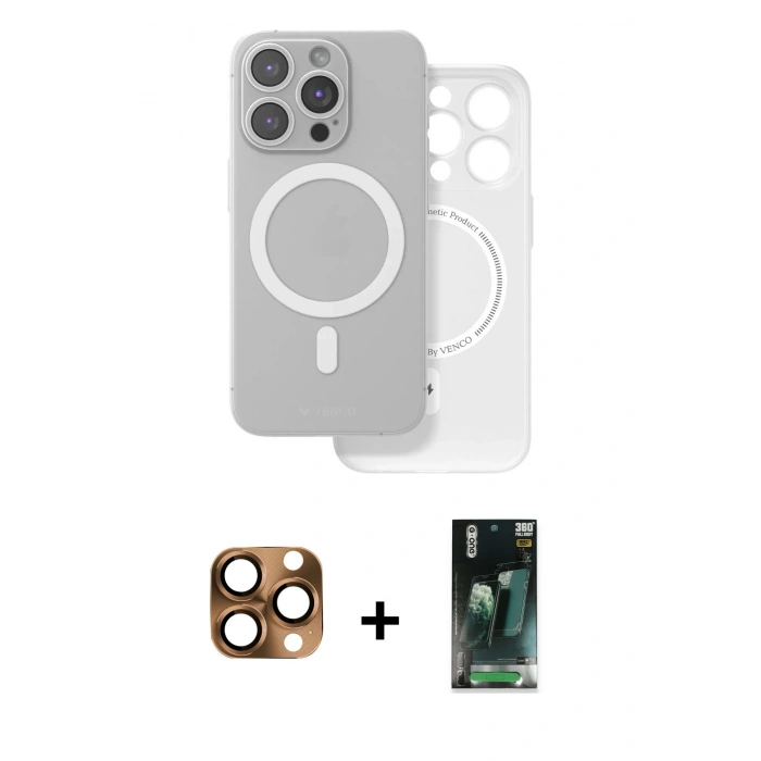 MARSİLYAN™- iPhone 16 Pro Max Kılıf Çekirdek Klasik - Siyah 360 Mat Full Body Arka Koruyucu + Pers Alüminyum Kamera Lens - CLTM