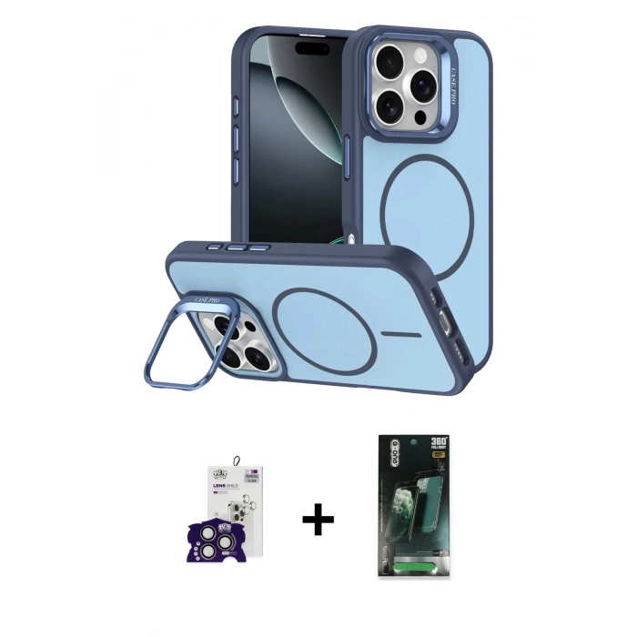 MARSİLYAN™- iPhone 16 Pro Max Kılıf Çekirdek Klasik - Siyah 360 Mat Full Body Arka Koruyucu + Titanyum Gri Bilvis Titan Kamera Lens