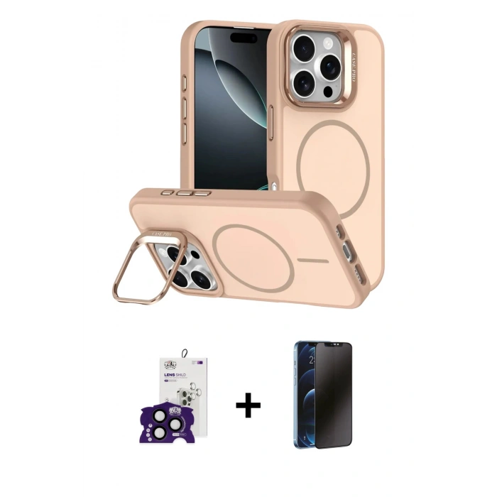 MARSİLYAN™- iPhone 16 Pro Max Kılıf Çekirdek Klasik - Siyah 3D Antistatik Hayalet Cam Ekran Koruyucu + Bilvis Titan Kamera Lens - SH