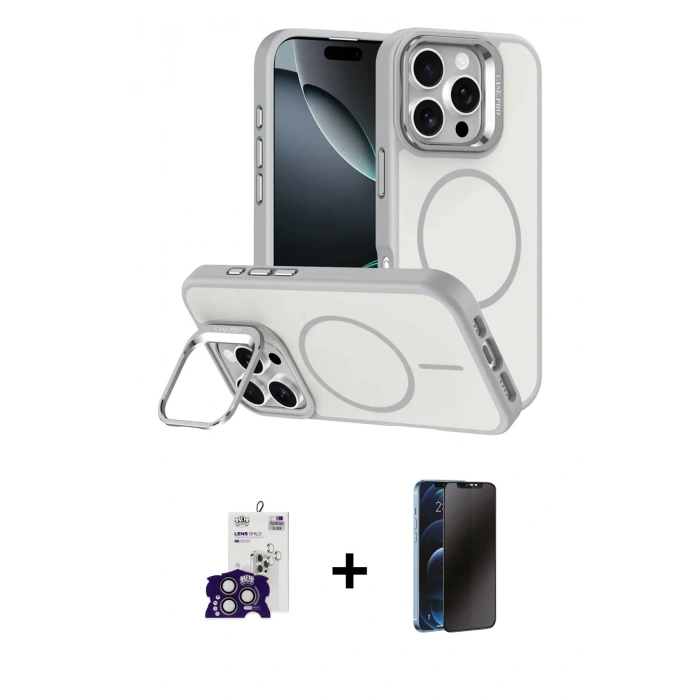 MARSİLYAN™- iPhone 16 Pro Max Kılıf Çekirdek Klasik - Siyah 3D Antistatik Hayalet Cam Ekran Koruyucu + Bilvis Titan Kamera Lens - TMGI