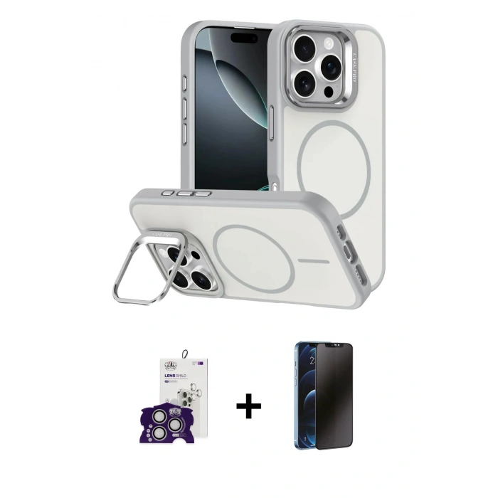 MARSİLYAN™- iPhone 16 Pro Max Kılıf Çekirdek Klasik - Siyah 3D Antistatik Hayalet Cam Ekran Koruyucu + Bilvis Titan Kamera Lens - GS