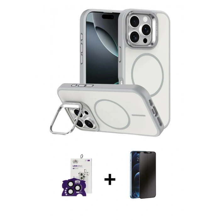 MARSİLYAN™- iPhone 16 Pro Max Kılıf Çekirdek Klasik - Siyah 3D Antistatik Hayalet Cam Ekran Koruyucu + Bilvis Titan Kamera Lens - SH