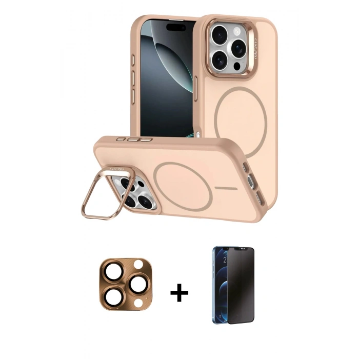 MARSİLYAN™- iPhone 16 Pro Max Kılıf Çekirdek Klasik - Siyah 3D Antistatik Hayalet Cam Ekran Koruyucu + Pers Alüminyum Kamera Lens - CLTM