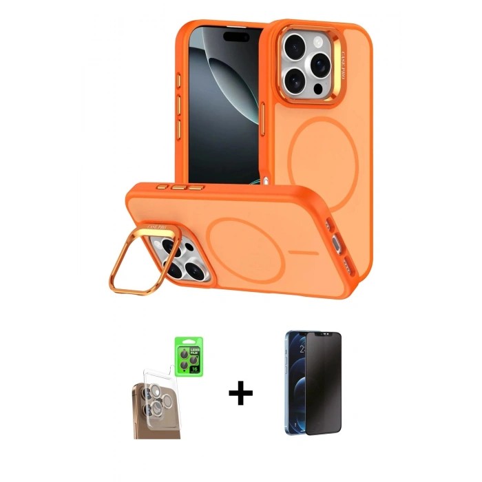 MARSİLYAN™- iPhone 16 Pro Max Kılıf Çekirdek Klasik - Siyah 3D Antistatik Hayalet Cam Ekran Koruyucu + Raze Metal Kamera Lens - CLTM