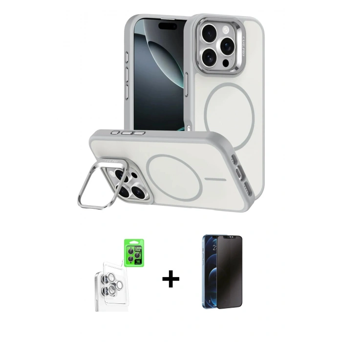 MARSİLYAN™- iPhone 16 Pro Max Kılıf Çekirdek Klasik - Siyah 3D Antistatik Hayalet Cam Ekran Koruyucu + Raze Metal Kamera Lens - BZ