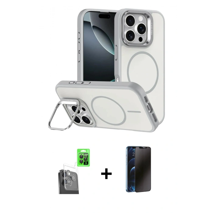 MARSİLYAN™- iPhone 16 Pro Max Kılıf Çekirdek Klasik - Siyah 3D Antistatik Hayalet Cam Ekran Koruyucu + Raze Metal Kamera Lens - SH