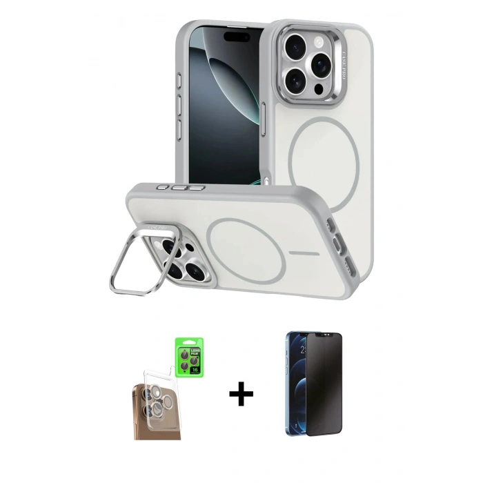 MARSİLYAN™- iPhone 16 Pro Max Kılıf Çekirdek Klasik - Siyah 3D Antistatik Hayalet Cam Ekran Koruyucu + Raze Metal Kamera Lens - CLTM