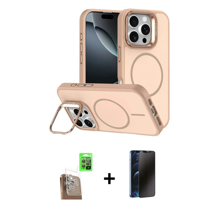 MARSİLYAN™- iPhone 16 Pro Max Kılıf Çekirdek Klasik - Siyah 3D Antistatik Hayalet Cam Ekran Koruyucu + Raze Metal Kamera Lens - CLTM
