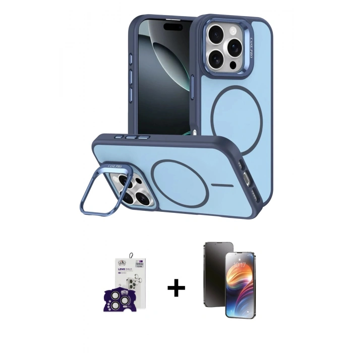 MARSİLYAN™- iPhone 16 Pro Max Kılıf Çekirdek Klasik - Siyah 3D Antistatik Mat Seramik Nano Ekran Koruyucu + Bilvis Titan Kamera Lens - TMGI