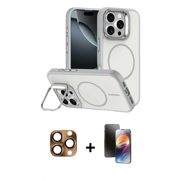 MARSİLYAN™- iPhone 16 Pro Max Kılıf Çekirdek Klasik - Siyah 3D Antistatik Mat Seramik Nano Ekran Koruyucu + Pers Alüminyum Kamera Lens - CLTM