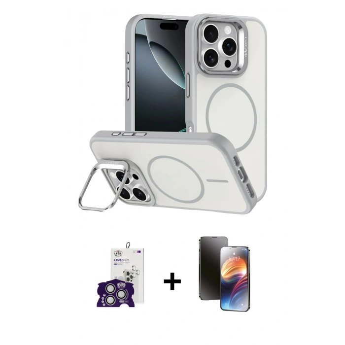 MARSİLYAN™- iPhone 16 Pro Max Kılıf Çekirdek Klasik - Siyah 3D Antistatik Mat Seramik Nano Ekran Koruyucu + Bilvis Titan Kamera Lens - GS