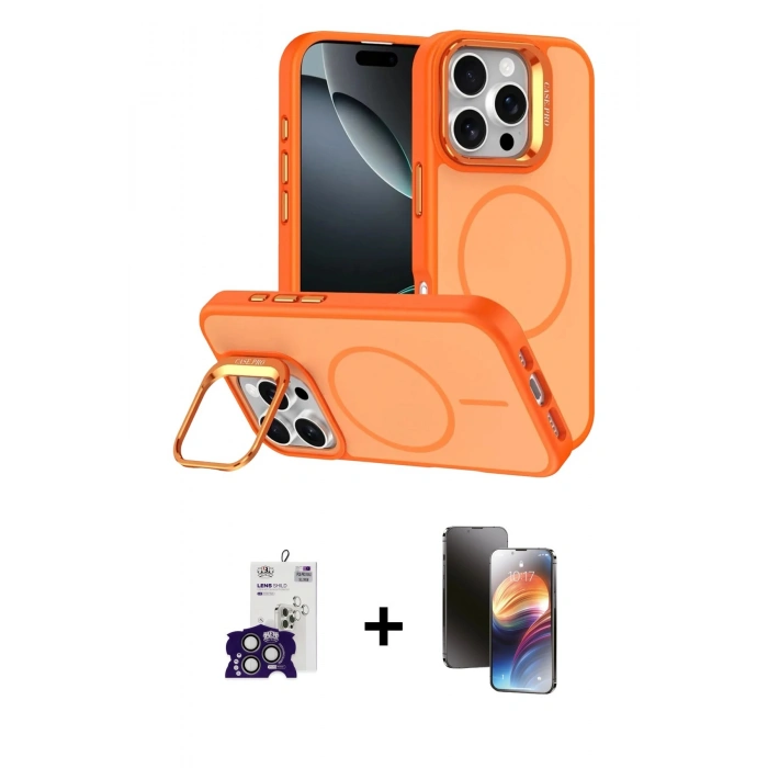 MARSİLYAN™- iPhone 16 Pro Max Kılıf Çekirdek Klasik - Siyah 3D Antistatik Mat Seramik Nano Ekran Koruyucu + Bilvis Titan Kamera Lens - TMGI