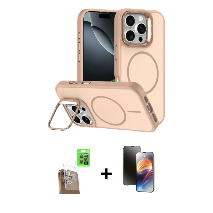 MARSİLYAN™- iPhone 16 Pro Max Kılıf Çekirdek Klasik - Siyah 3D Antistatik Mat Seramik Nano Ekran Koruyucu + Raze Metal Kamera Lens - CLTM