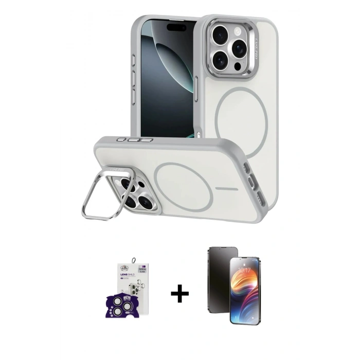 MARSİLYAN™- iPhone 16 Pro Max Kılıf Çekirdek Klasik - Siyah 3D Antistatik Mat Seramik Nano Ekran Koruyucu + Bilvis Titan Kamera Lens - TMGI