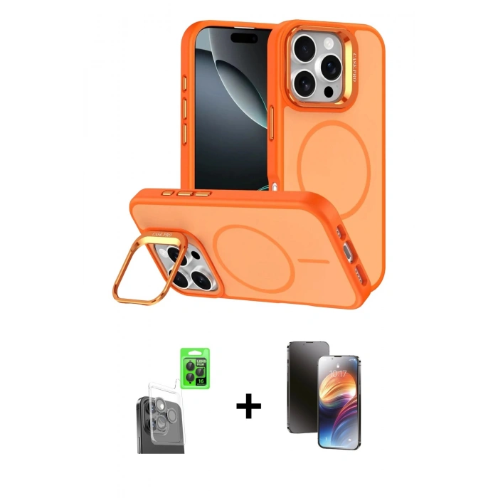 MARSİLYAN™- iPhone 16 Pro Max Kılıf Çekirdek Klasik - Siyah 3D Antistatik Mat Seramik Nano Ekran Koruyucu + Raze Metal Kamera Lens - SH