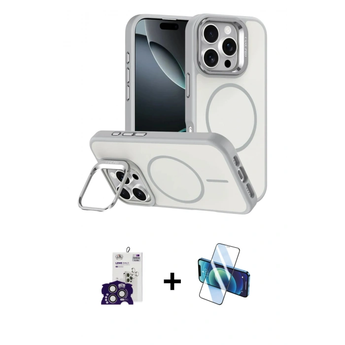 MARSİLYAN™- iPhone 16 Pro Max Kılıf Çekirdek Klasik - Siyah 3D Antistatik Seramik Nano Ekran Koruyucu + Bilvis Titan Kamera Lens - TMGI